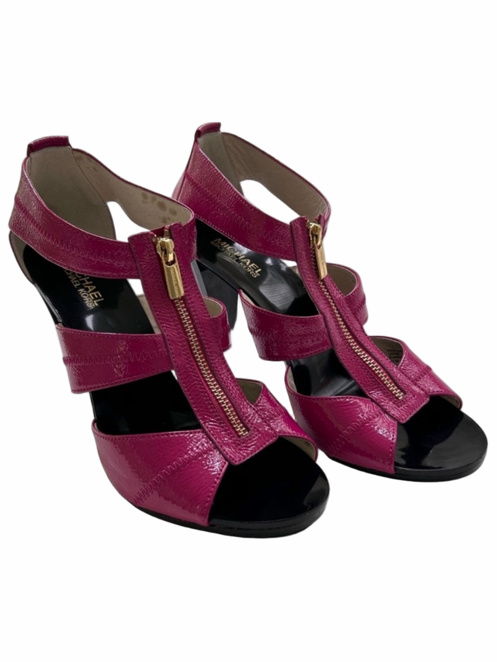 Michael Kors Berkley T-Strap Pink Size 11 Heels Patent Leather Sandals Drag